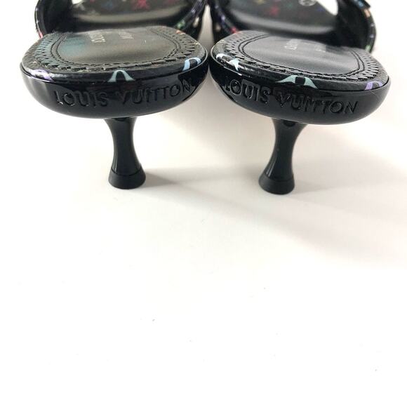 Louis Vuitton x Murakami Logo Multicolored Slip On Kitten Heel Mules Sandals 37 - Picture 5 of 8